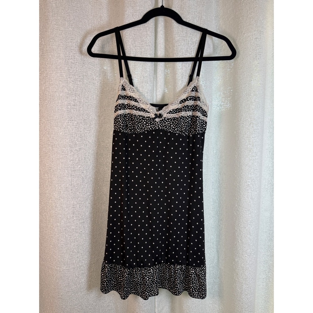 Y2K polka dot lace slip mini dress coquette babydoll